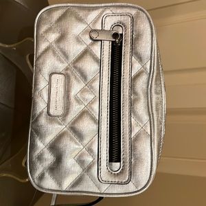 Silver, quilted purse